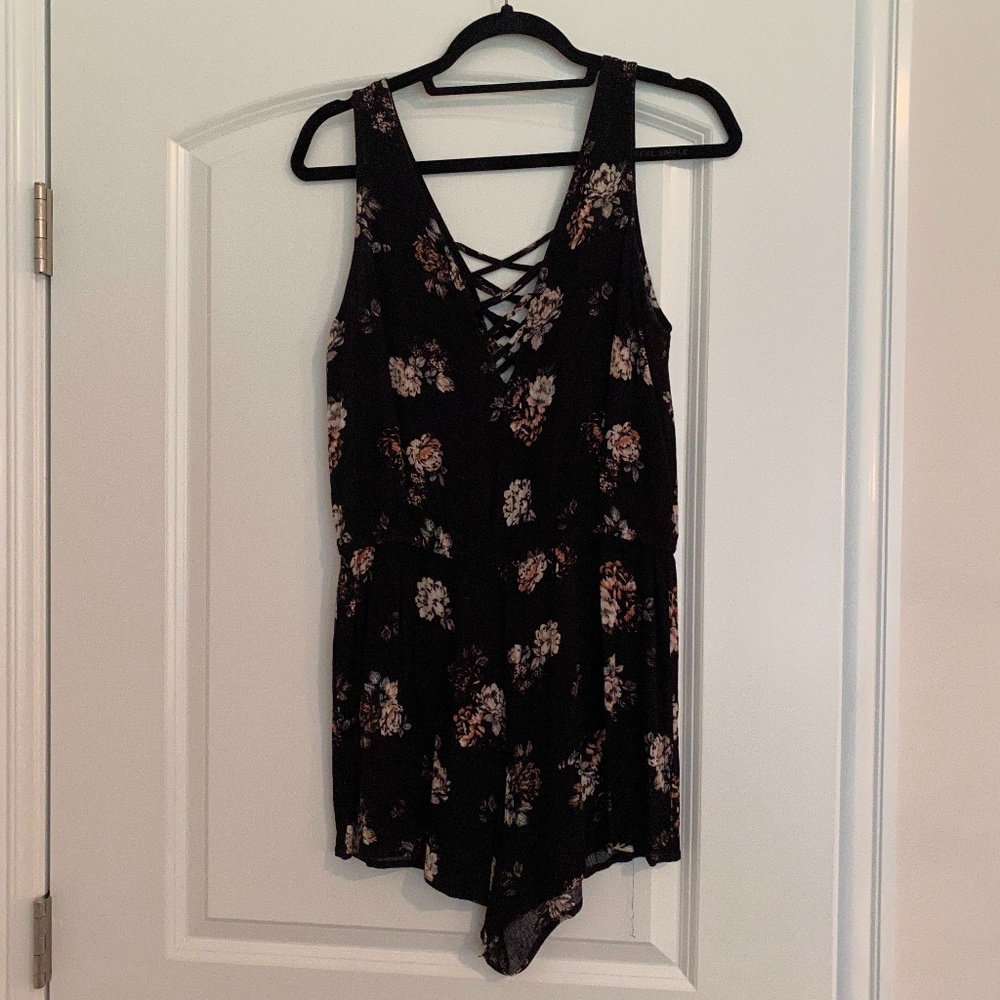 Floral black romper